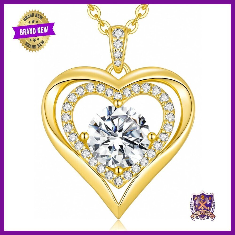 Sterling Silver Moissanite Heart Pendant Necklace Engraved I Love You